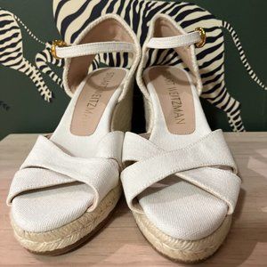 Stuart Weitzman Cream Open Toe Espadrilles Size 6.5 Never Worn